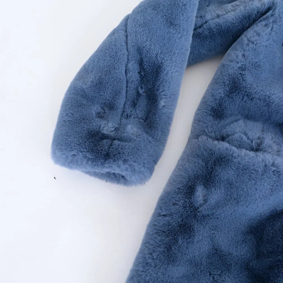 APPARIS  Stella Blue-Grey Faux Fur Lapel Teddy Winter Coat Cozy Thick Jacket S - Picture 9 of 15